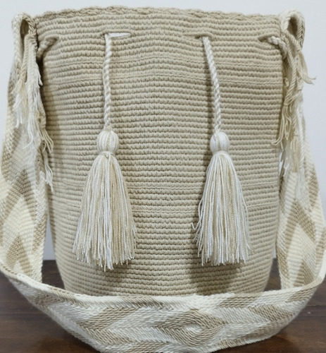 Mochilas Wayuu Originales Color Beige Claro