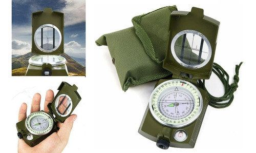 Imagem 1 de 10 de Bússola Militar Tática Metal Profissional Com Capa - Znz-2