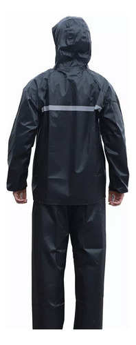 Impermeable Motociclista Negro Reflejantes,traje De Agua