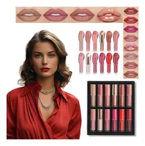 Comprar Anglicolor® 12 Colores De Lápiz Labial Rojo Sombras Indeleble Set De Labiales Maquillaje Mate