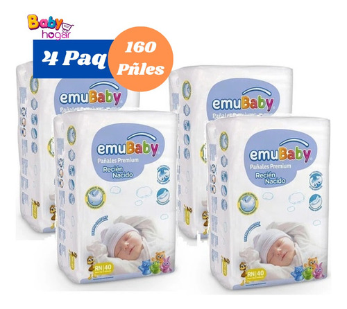 Pañales Emubaby Premium - Recién Nacido (rn) - 4 Paquetes 