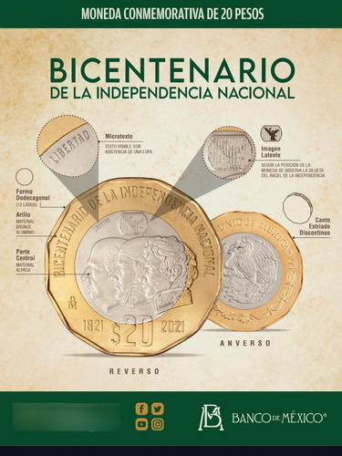 Moneda 20 Pesos Conmemorativa Del Bicentenario De La Indepen