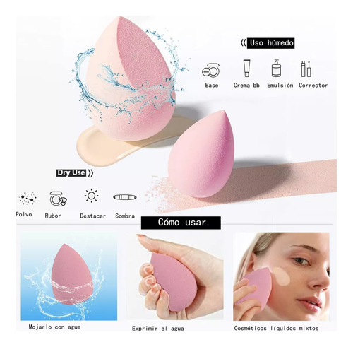 Set De Esponja Para Maquillaje Con Brocha Kabuki Y Limpiador