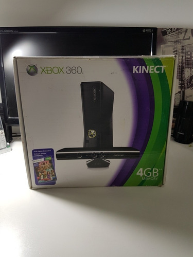 Xbox 360 Slim 4gb Con Kinect Caja + 2 Joystick + 10 Juegos