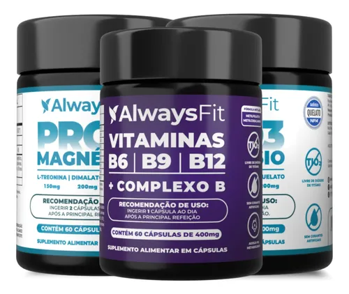 Kit 2 Pro3magnésio + 1 Complexo B 2 Meses De Uso Sem Sabor