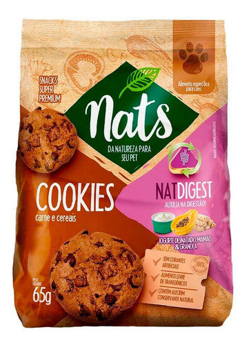 Cookies Para Cães Natdigest Carne E Cereais Nats 65g