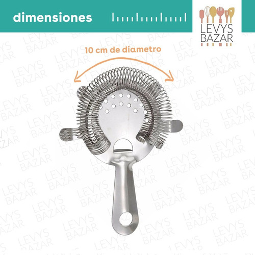 Imagen 4 de 10 de Colador Oruga Acero Inoxidable Barman Cocteleria Tragos