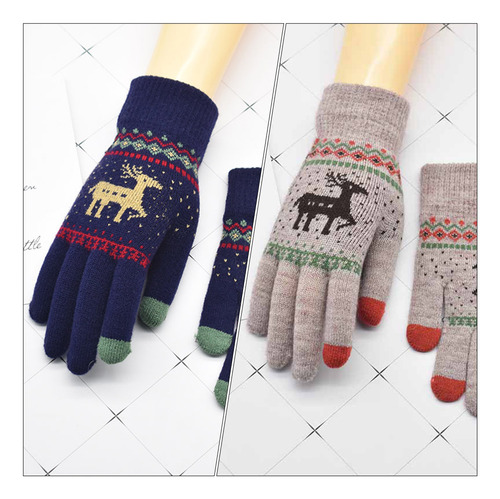 2 Pares De Manoplas Unisex Tejidas Para Invierno Con Pantall