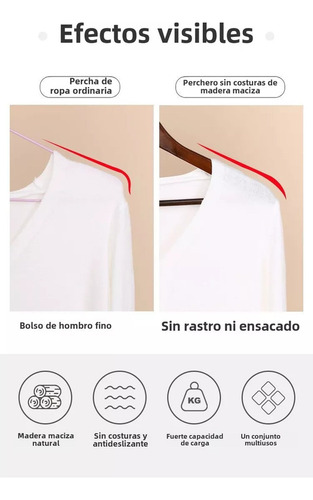 10 Ganchos Madera Para Ropa Con Rotación 360 Grados