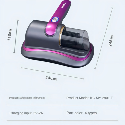 Aspirador Portátil Anti-ácaro Esterilização Luz Uv Sem Fio Cor Rose