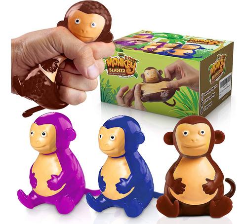 Beadeez Monkey Squishy Stress Relief Balls Juego De 3 |...