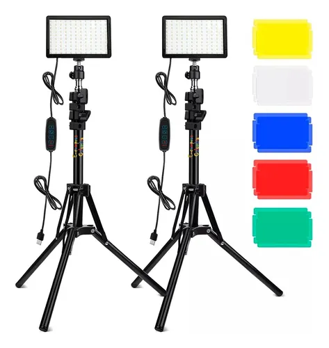 Set 2 Luces Led Kit Fotografía Video Trípode Luz Maquillaje