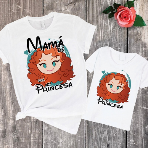 Combo Remera Madre E Hija Princesa Mérida Disney Mujer Nena