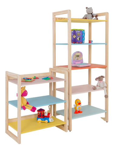 Conjunto 02 Estante Prateleira Organizadora Quarto Infantil Cor Colorida