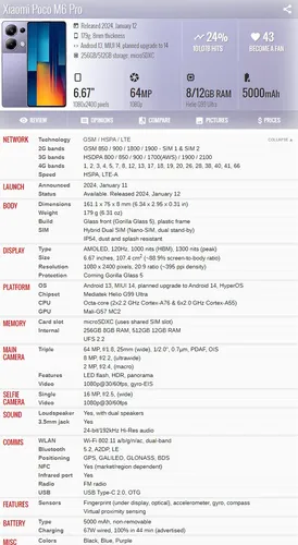 Xiaomi Poco M6 Pro 2312fpca6g 12gb 512gb Dual Sim Duos