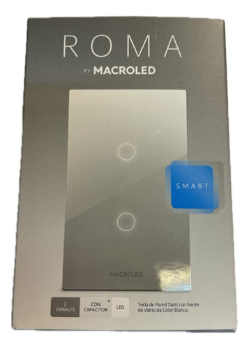Llave/tecla Macroled Smart Wifi Táctil 2 Canales C/capacitor Color Blanco