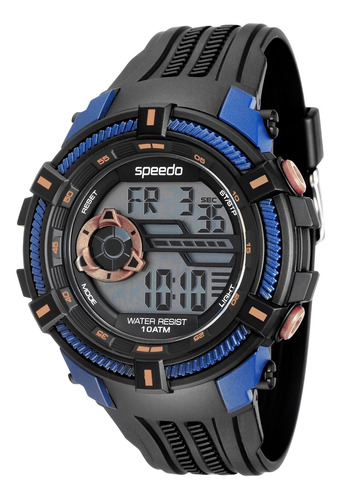 Relogio Speedo Masculino Digital Preto E Azul 80591g0evnp3