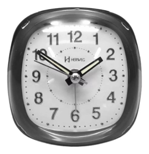 Relógio Despertador Herweg Branco Preto Luz 2721 Fácil Usar