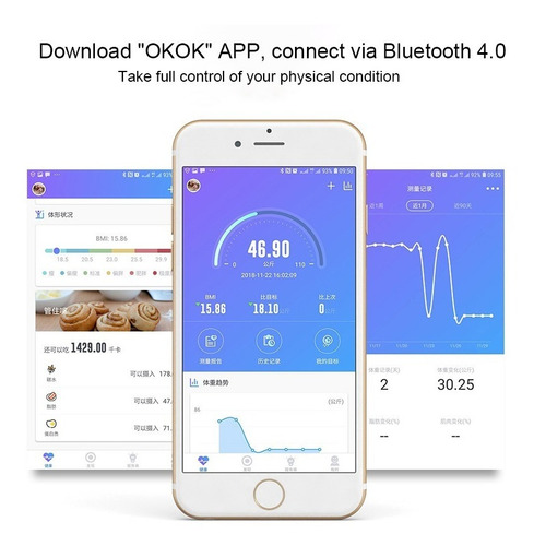 Imagen 6 de 10 de Balanza Corporal Digital Mide Grasa Musculo Bluetooth