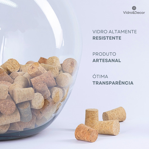 Garrafão porta rolhas de vidro garrafa resistente 7 litros cor transparente