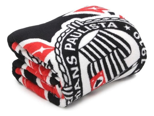 Manta Corinthians Time Futebol Timão Solteiro 1,5x2,0m Preta Corinthians Brasão Time Torcida Futebol Manta Cobertor Coberta Presente Gavioes Gaviões Fiel