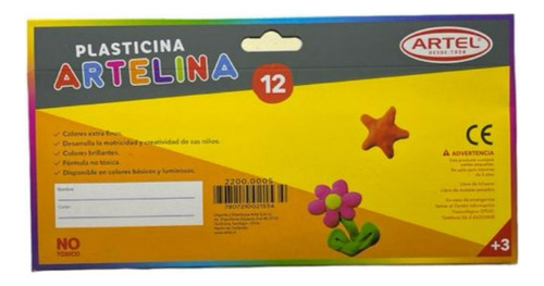 Plasticina 12 Unidades Color Surtido 200 Gr No Tóxico
