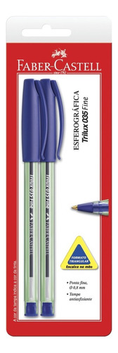 Caneta Esferográfica Trilux Ponta Fina Azul - Faber-castell