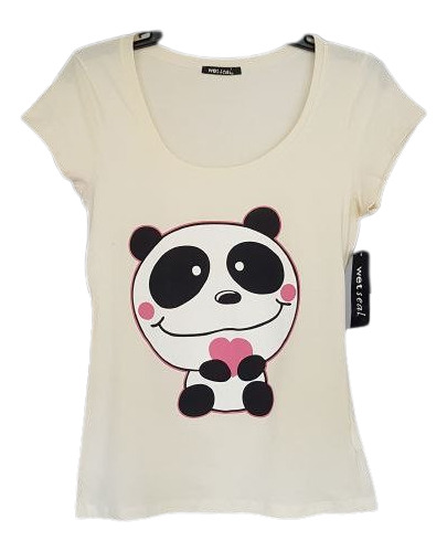 Playera Estampado Pandita Color Paja