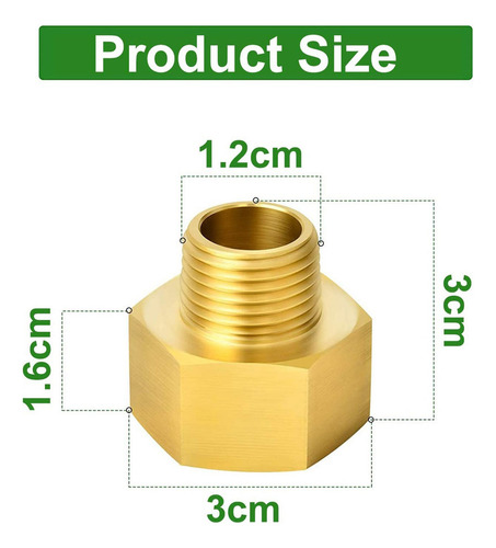 Fc Adaptador De Gas De Latón De 2 Piezas 1/2 Pulgada Hembra