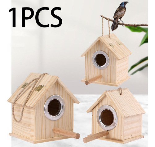 Casa De Madera Para Pájaros, Caja 12,5 Cm X 12 Cm X 15,5 Cm