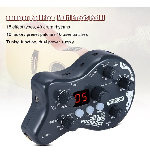 Pedal De Efectos Ammoon Pockrock Portátil, Verde Oscuro