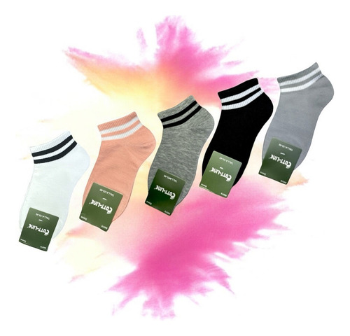 6 Pares Calcetines A Rayas Para Mujer. Algodón. Surtido Unitalla