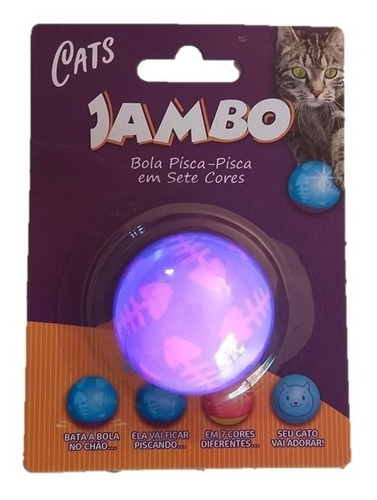 Imagem 1 de 7 de Brinquedo Para Gato Bola Pisca Pisca Acende 7 Cores Jambo