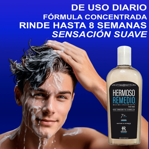 Imagen 6 de 8 de Shampoo Anticaida Crecimiento Caspa Reparador Hombre 7 En 1