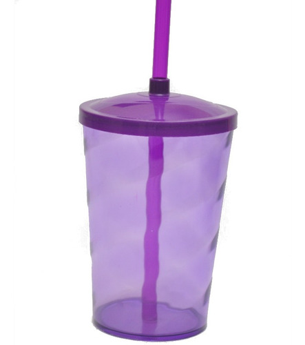 Copo Fest Com Tampa E Canudo 750 Ml - Roxo Transparente - Ls