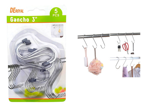 Set 5 Ganchos S De Metal 8cm Garfio Hogar Colgador