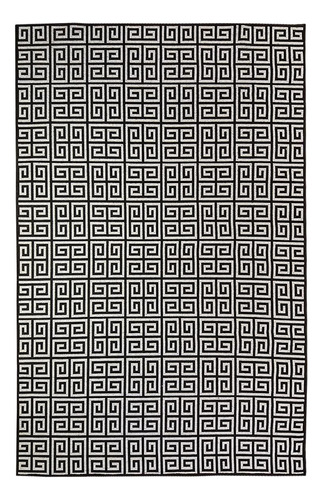 Tapete Sala Decorativo 50x150 Cm Geometrico Grego Preto