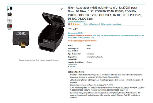 Nikon Adaptador Movil Inalambrico Wu-1a (Usado)