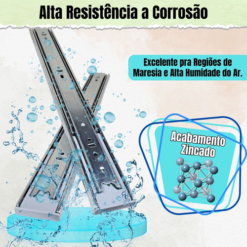 10 Corrediça Telescópica 50cm Amortecedor H45 45kg Slow 5par
