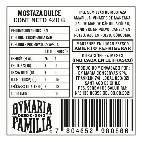 By Maria Mostaza Dulce 420 G Andina Grains