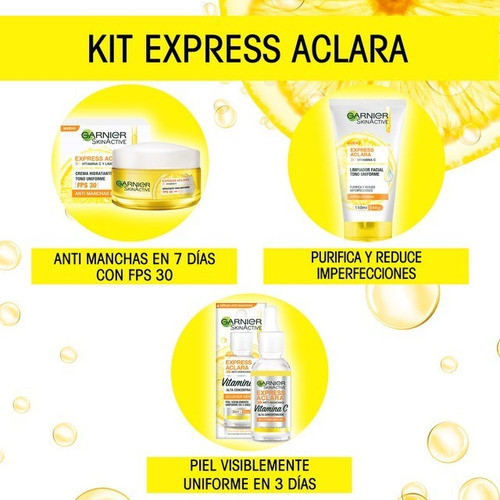 Garnier Kit Express Aclara: Serum, Crema, Gel Con Vitamina C
