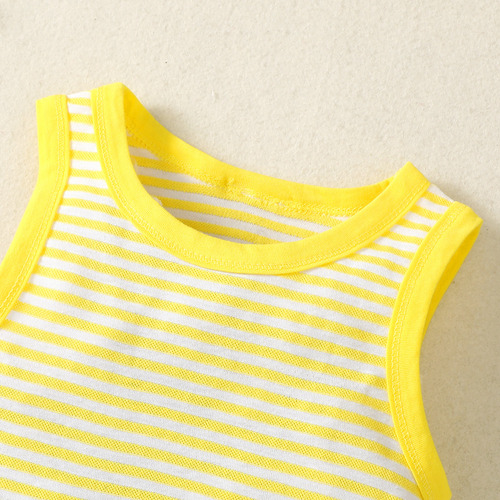 Conjunto De Chaleco Y Pantalón Corto De Algodón Para Bebé Amarillo 12-18 M