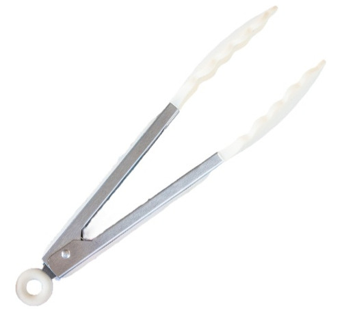 Pinza Punta De Silicona Blanco De Acero Inox. 27cm