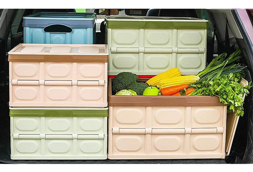 Caja De Almacenamiento Plegable De Plástico 55l, Caja Verde