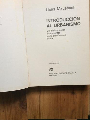 Livro: Introducción Al Urbanismo - H. Mausbach - Gg (Usado)
