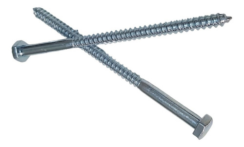 100 Tornillos Tirafondo Hexagonal Zincado 1/4 X 3´´ - 76mm