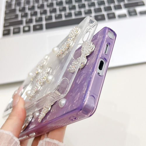 For Samsung Funda Case Silicona Bling Niñas Mujer Mariposa Plata For Galaxy S25 Ultra
