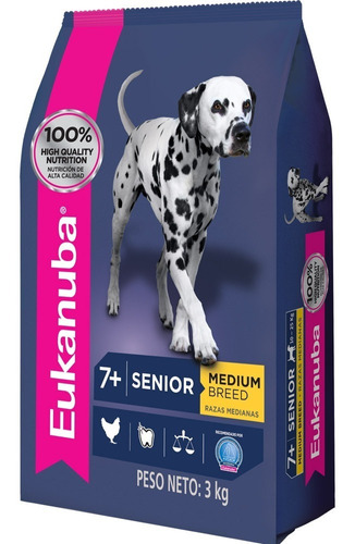 Comida Perro Eukanuba Senior Razas Medianas 3kg + Envío* 