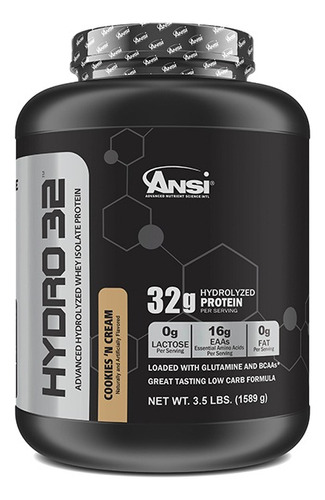 Ansi Proteina Hydro 32 Aislada De Suero 100% Hidrolizada Sabor Cookies And Cream