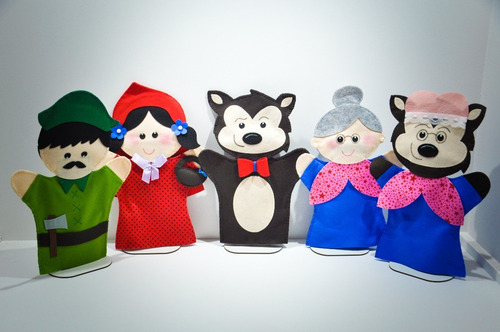 Fantoche Chapeuzinho Vermelho Feltro - Kit Com 5 Personagens